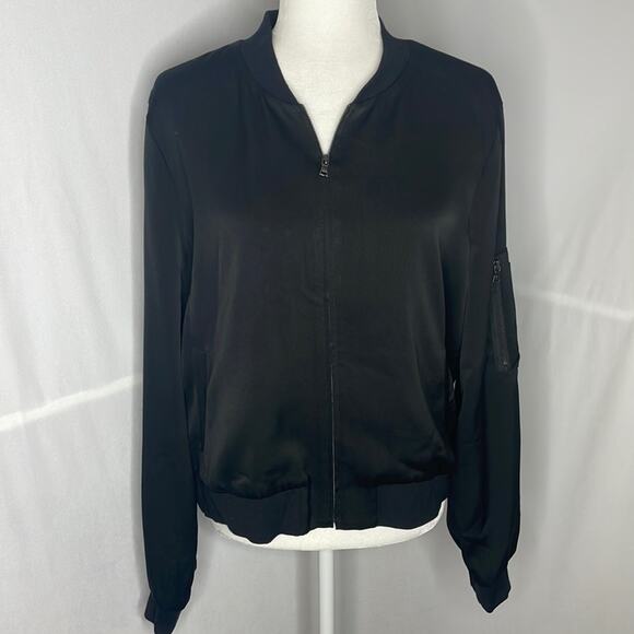 Bcbgmaxaria black zip up bomber jacket - Picture 1 of 8